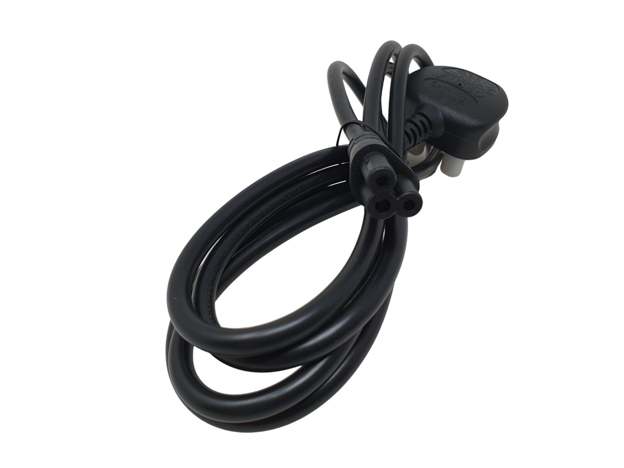 Gumtek 3 Pin Mains Power Cable Clover Leaf Lead 2m UK Plug for Laptop TVs