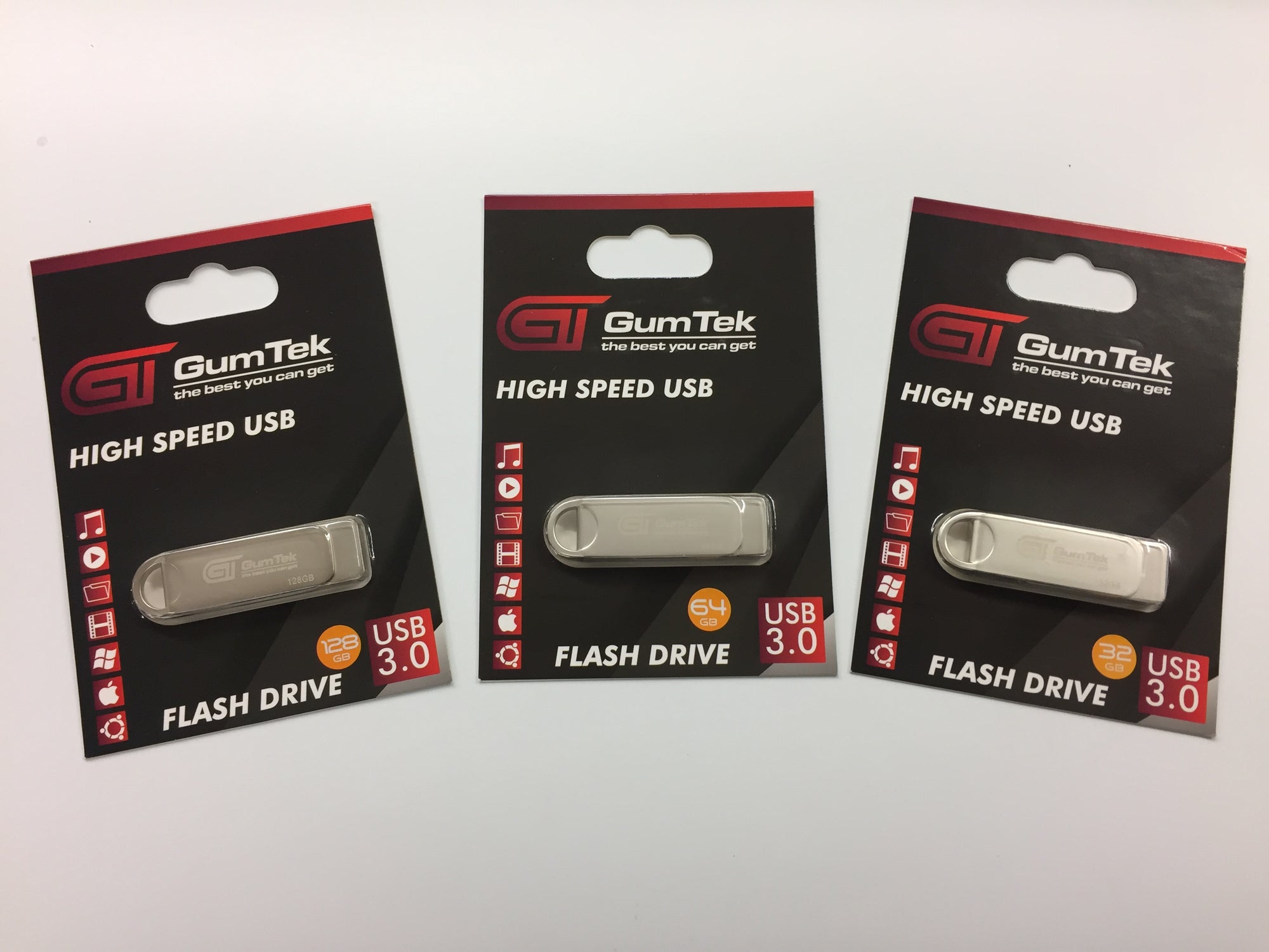 Gumtek 32/64/128GB USB 3.0 Metal Flash Drive High Speed Memory Stick Pen Drive Silver