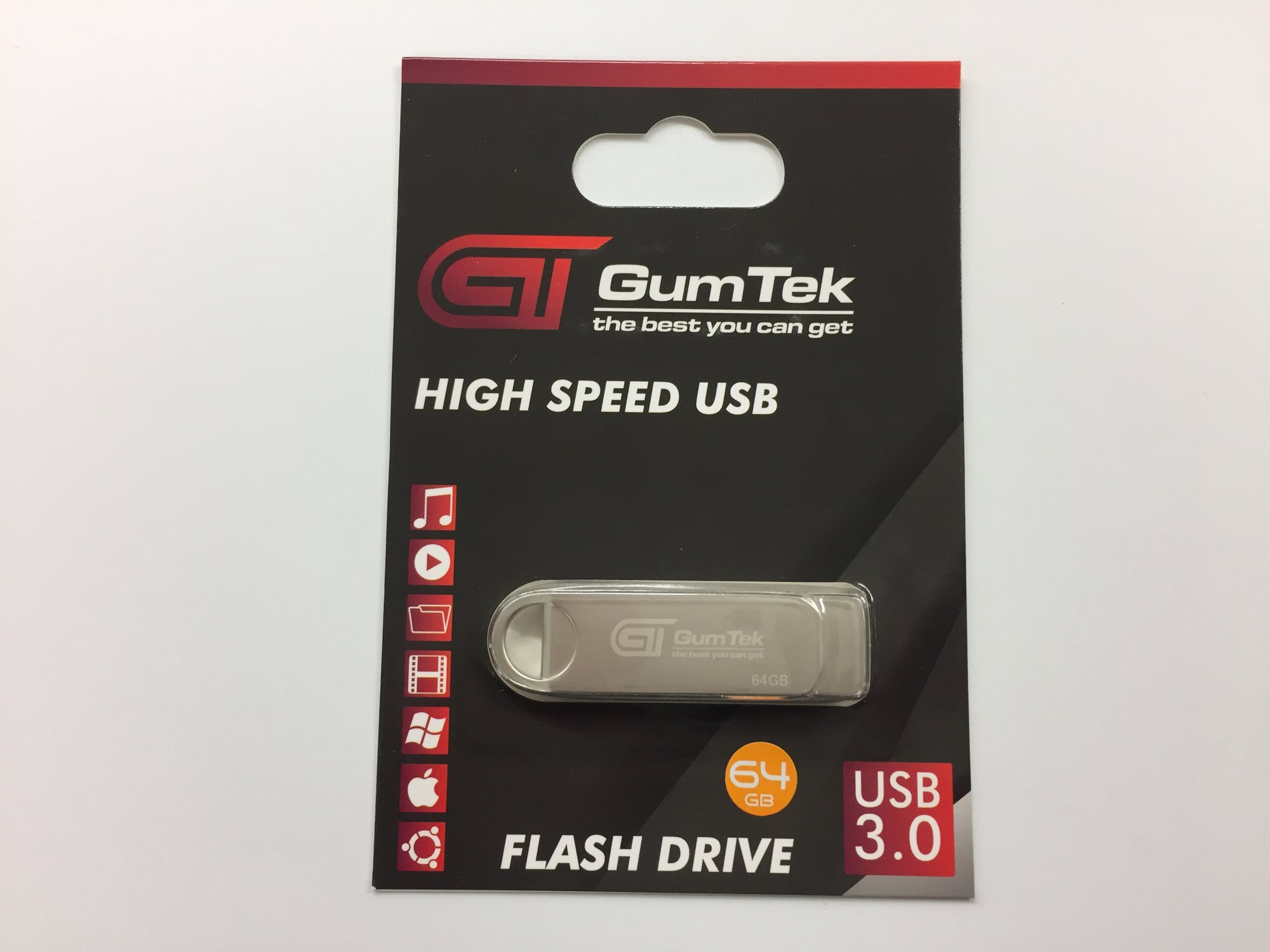 Gumtek 32/64/128GB USB 3.0 Metal Flash Drive High Speed Memory Stick Pen Drive Silver