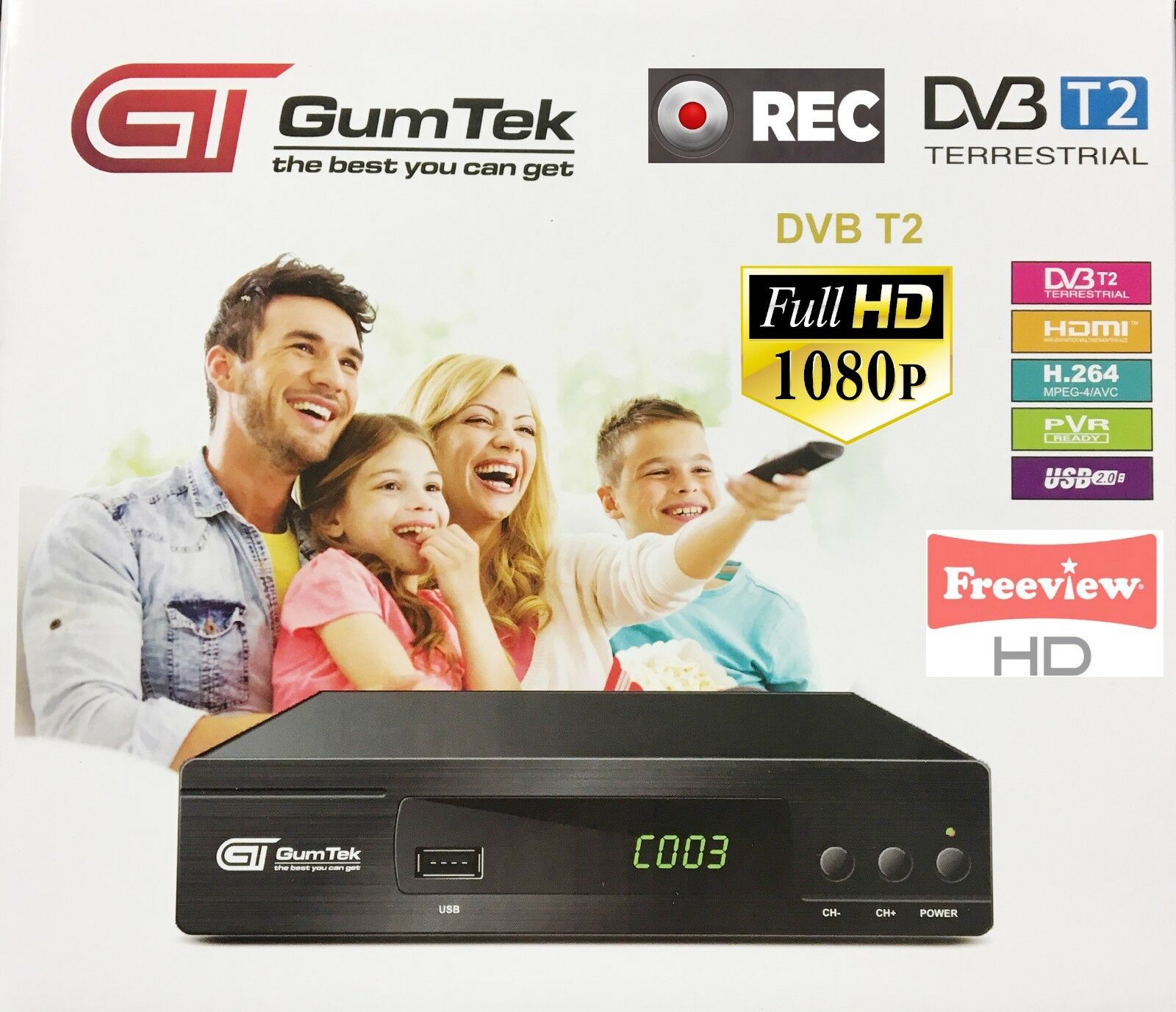 GumTek Full HD Freeview Set Top Box Plus Recorder Digital TV Receiver Digi Box 2024 software