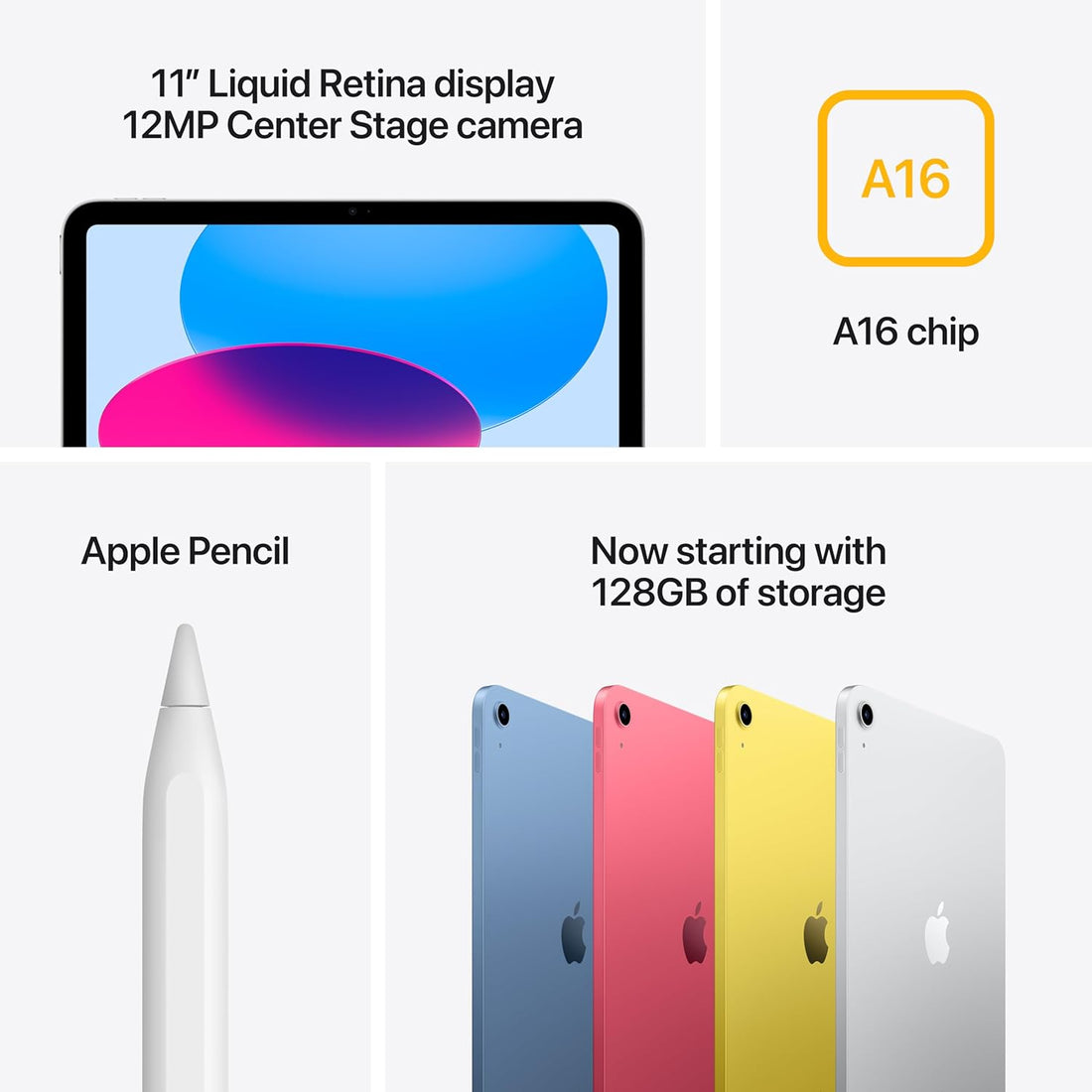 Apple iPad 11-inch: A16 chip, 128GB, Wi-Fi 6 — Silver