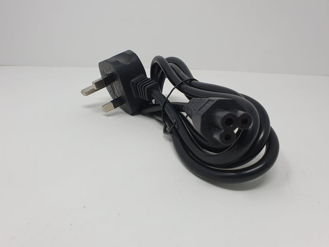 3 Pin Mains Power Cable Clover Leaf Lead 1.8m UK Plug for Laptop TV