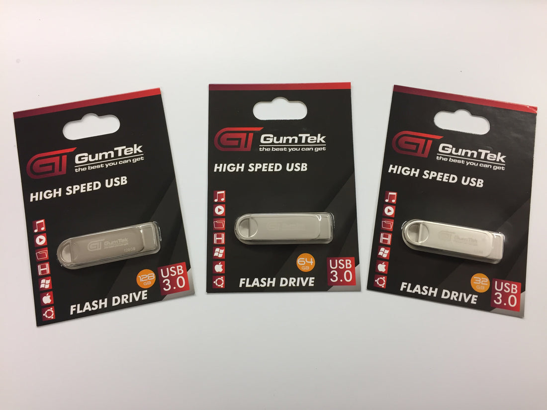 Gumtek 32/64/128GB USB 3.0 Metal Flash Drive High Speed Memory Stick Pen Drive Silver